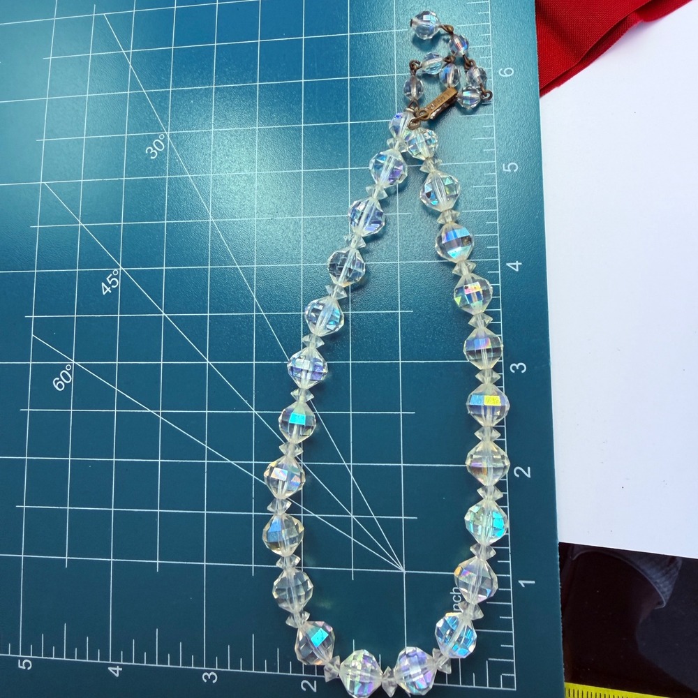 Laguna Crystal Necklace Women OS Clear AB Iridescent Excellent Vintage 1950s - Picture 6 of 17